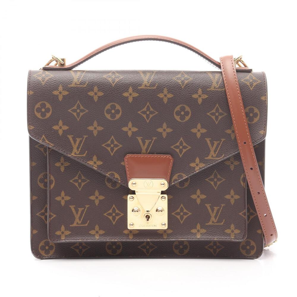 Louis Vuitton Monceau Monogram Handbag Canvas Leather Brown